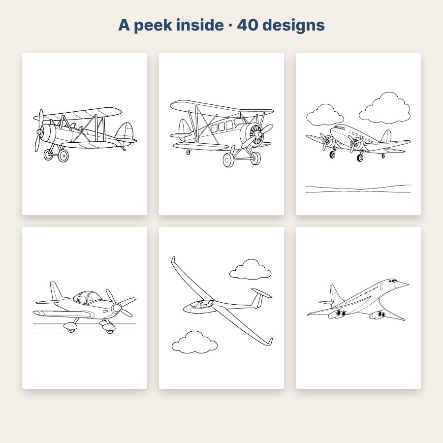 Vintage airplane coloring page sample