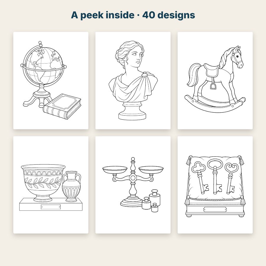 Antique coloring page sample